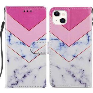 For iPhone 14 Plus Painted Pattern Leather Phone Case (Smoke Marble)