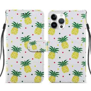 For iPhone 14 Pro Painted Pattern Leather Phone Case(Pineapple)
