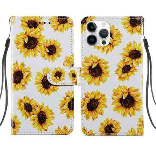 For iPhone 14 Pro Painted Pattern Leather Phone Case(Sunflower)
