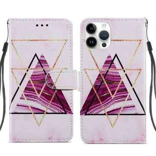 For iPhone 14 Pro Max Painted Pattern Leather Phone Case (Three-color Marble)