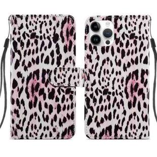 For iPhone 14 Pro Max Painted Pattern Leather Phone Case (Leopard)