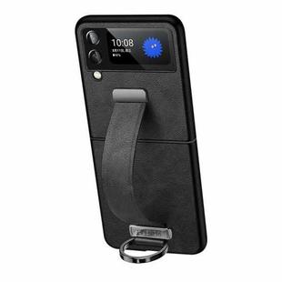 For Samsung Galaxy Z Flip4 SULADA Cool Series PC + Leather Texture Skin Feel Shockproof Phone Case(Black)
