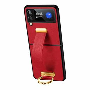 For Samsung Galaxy Z Flip4 SULADA Cool Series PC + Leather Texture Skin Feel Shockproof Phone Case(Red)