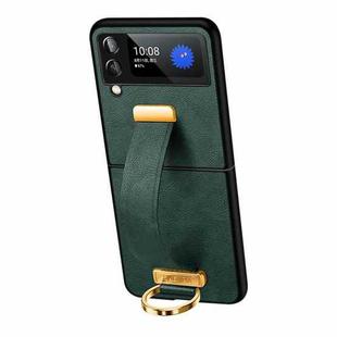 For Samsung Galaxy Z Flip4 SULADA Cool Series PC + Leather Texture Skin Feel Shockproof Phone Case(Green)