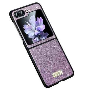 For Samsung Galaxy Z Flip5 SULADA Shockproof TPU + Handmade Leather Phone Case(Purple)