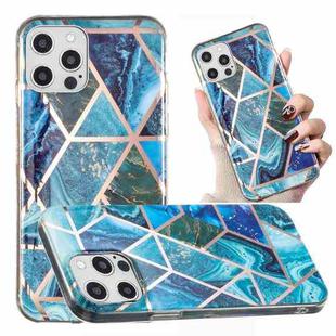 For iPhone 12 Pro Max Electroplated Marble Pattern TPU Phone Case(Blue and Green)