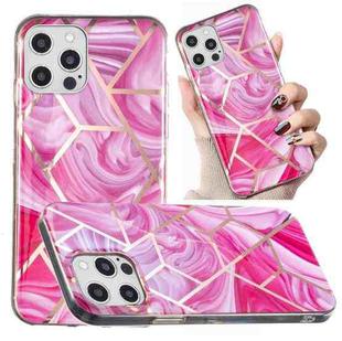 For iPhone 12 Pro Max Electroplated Marble Pattern TPU Phone Case(Red Rhombus)