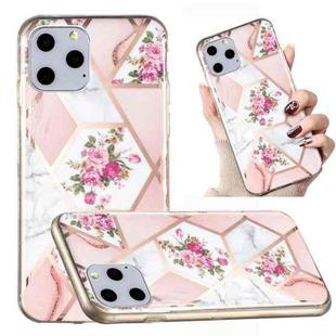 For iPhone 11 Pro Electroplated Marble Pattern TPU Phone Case (Rose Pink White)