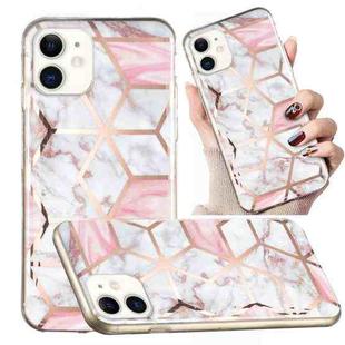 For iPhone 11 Electroplated Marble Pattern TPU Phone Case (White Gravel Pink)