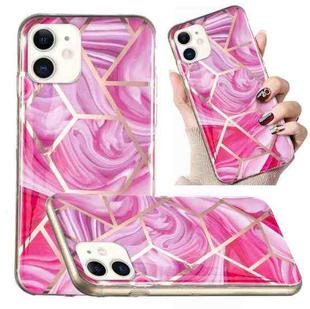 For iPhone 11 Electroplated Marble Pattern TPU Phone Case (Red Rhombus)