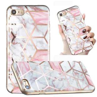 For iPhone SE 2022 / SE 2020 / 8 / 7 Electroplated Marble Pattern TPU Phone Case(White Gravel Pink)