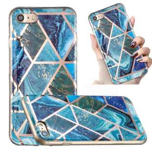 For iPhone SE 2022 / SE 2020 / 8 / 7 Electroplated Marble Pattern TPU Phone Case(Blue and Green)