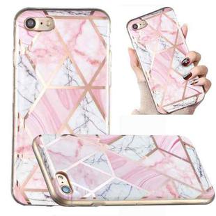 For iPhone SE 2022 / SE 2020 / 8 / 7 Electroplated Marble Pattern TPU Phone Case(Pink and White)