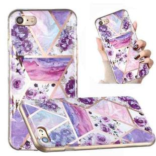 For iPhone SE 2022 / SE 2020 / 8 / 7 Electroplated Marble Pattern TPU Phone Case(Purple Flower)