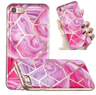For iPhone SE 2022 / SE 2020 / 8 / 7 Electroplated Marble Pattern TPU Phone Case(Red Rhombus)