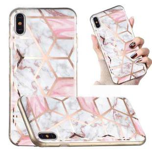 For iPhone X / XS Electroplated Marble Pattern TPU Phone Case(White Gravel Pink)