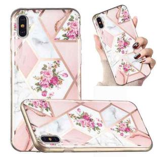 For iPhone XS Max Electroplated Marble Pattern TPU Phone Case(Rose Pink White)