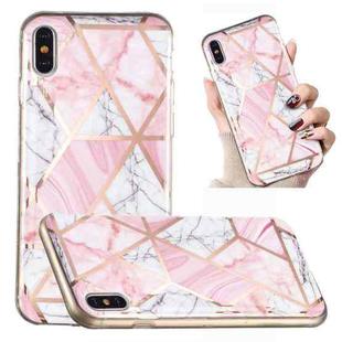 For iPhone XS Max Electroplated Marble Pattern TPU Phone Case(Pink and White)