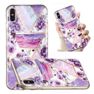 For iPhone XS Max Electroplated Marble Pattern TPU Phone Case(Purple Flower)