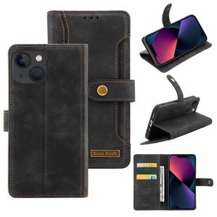 Copper Buckle Leather Phone Case For iPhone 14(Black)