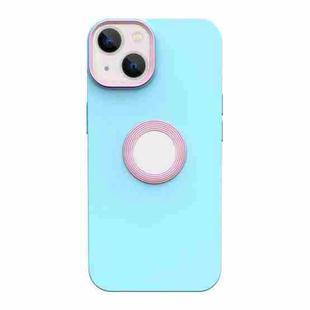 For iPhone 14 Contrast Color 3 in 1 TPU Phone Case (Pink Mint Green)
