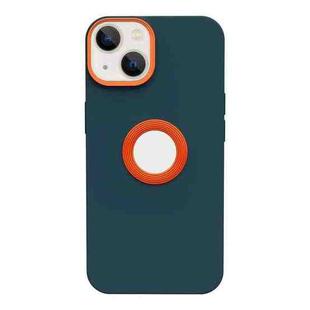 For iPhone 14 Contrast Color 3 in 1 TPU Phone Case (Orange Dark Green)