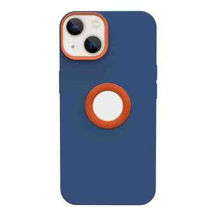 For iPhone 14 Contrast Color 3 in 1 TPU Phone Case (Orange Dark Blue)