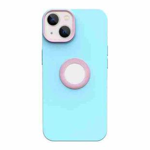 For iPhone 14 Plus Contrast Color 3 in 1 TPU Phone Case (Pink Mint Green)