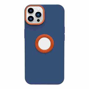 For iPhone 14 Pro Contrast Color 3 in 1 TPU Phone Case(Orange Dark Blue)