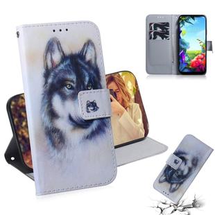 For LG K40S Combined Pattern Magnetic Attraction Horizontal Flip Leather Case, Support Holder & Card Slot & Wallet(White Wolf)