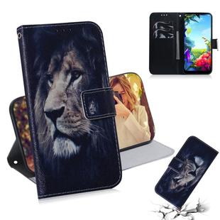 For LG K40S Combined Pattern Magnetic Attraction Horizontal Flip Leather Case, Support Holder & Card Slot & Wallet(Lion)