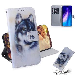 For Xiaomi Redmi Note 8T Combined Pattern Magnetic Attraction Horizontal Flip Leather Case, Support Holder & Card Slot & Wallet(White Wolf)