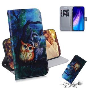 For Xiaomi Redmi Note 8T Combined Pattern Magnetic Attraction Horizontal Flip Leather Case, Support Holder & Card Slot & Wallet(Oil Painting Owl)