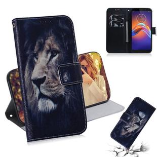 For Motorola Moto E6 Play Combined Pattern Magnetic Attraction Horizontal Flip Leather Case, Support Holder & Card Slot & Wallet(Lion)