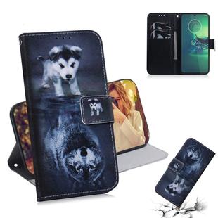 For Motorola Moto G8 Plus Combined Pattern Magnetic Attraction Horizontal Flip Leather Case, Support Holder & Card Slot & Wallet(Wolf and Dog)