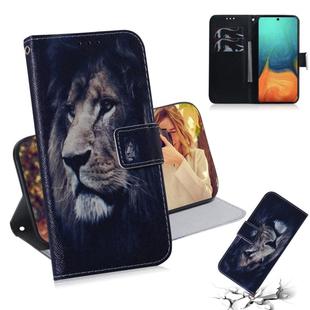 For Galaxy A71 Combined Pattern Magnetic Attraction Horizontal Flip Leather Case, Support Holder & Card Slot & Wallet(Lion)