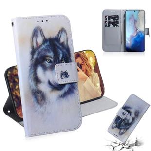 For Galaxy S20 Combined Pattern Magnetic Attraction Horizontal Flip Leather Case, Support Holder & Card Slot & Wallet(White Wolf)