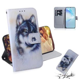 For Galaxy S20+ Combined Pattern Magnetic Attraction Horizontal Flip Leather Case, Support Holder & Card Slot & Wallet(White Wolf)