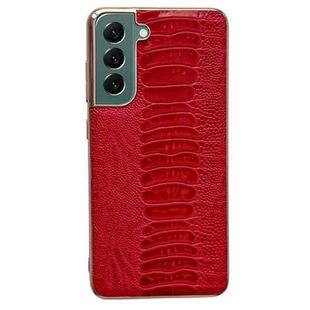 For Samsung Galaxy S21+ 5G Genuine Leather Weilai Series Nano Electroplating Phone Case(Red)