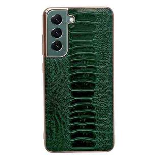 For Samsung Galaxy S22+ 5G Genuine Leather Weilai Series Nano Electroplating Phone Case(Green)