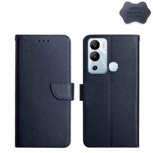 For Infinix Hot 12i Genuine Leather Fingerprint-proof Horizontal Flip Phone Case(Blue)