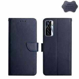 For Tecno Camon 17 Pro Genuine Leather Fingerprint-proof Horizontal Flip Phone Case(Blue)