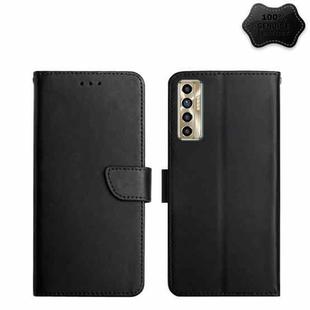For Tecno Camon 17P Genuine Leather Fingerprint-proof Horizontal Flip Phone Case(Black)