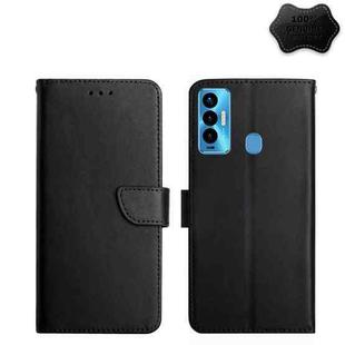 For Tecno Camon 18i Genuine Leather Fingerprint-proof Horizontal Flip Phone Case(Black)