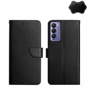 For Tecno Camon 18P Genuine Leather Fingerprint-proof Horizontal Flip Phone Case(Black)