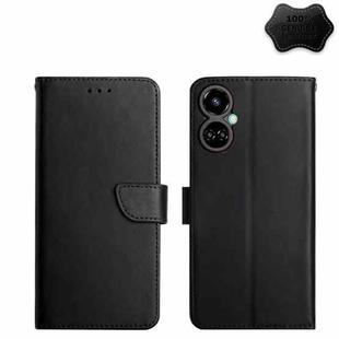 For Tecno Camon 19 4G Genuine Leather Fingerprint-proof Horizontal Flip Phone Case(Black)