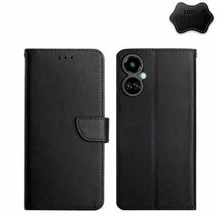 For Tecno Camon 19 Pro 4G Genuine Leather Fingerprint-proof Horizontal Flip Phone Case(Black)