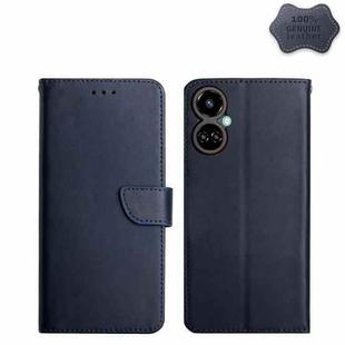 For Tecno Camon 19 Pro 4G Genuine Leather Fingerprint-proof Horizontal Flip Phone Case(Blue)