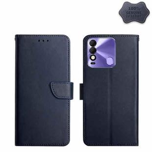 For Tecno Spark 8 Genuine Leather Fingerprint-proof Horizontal Flip Phone Case(Blue)