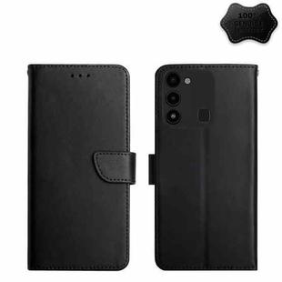 For Tecno Spark Go 2022 Genuine Leather Fingerprint-proof Horizontal Flip Phone Case(Black)